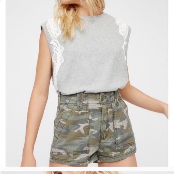 Free People Pants - Free People High Waisted Camo Shorts